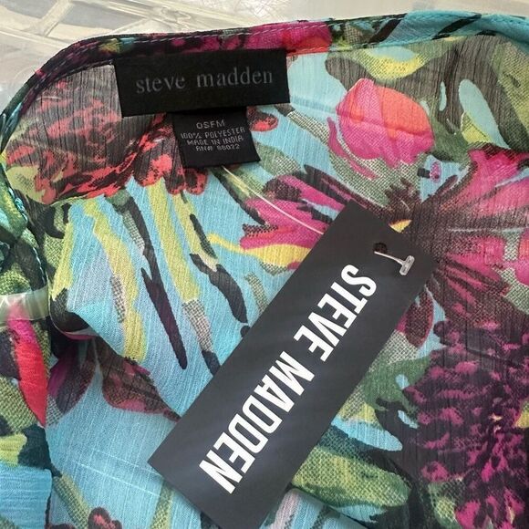 Steve Madden Floral Kimono Chiffon Lightweight Tie Front Cover Up ONE SIZE New - Picture 6 of 7